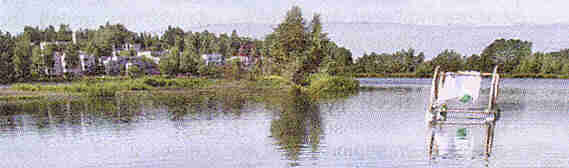 GREENHOUSE EFFECT ©2001 Donald R Ricker installation on Westchester Lagoon,7/29/01 photo by Jim Lavrakas