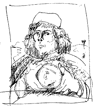 drawing by Donald R Ricker from Sandro Botticelli's Ignuto con Medaglia di Cosimo il Veccio in the Ufizzi Gallery